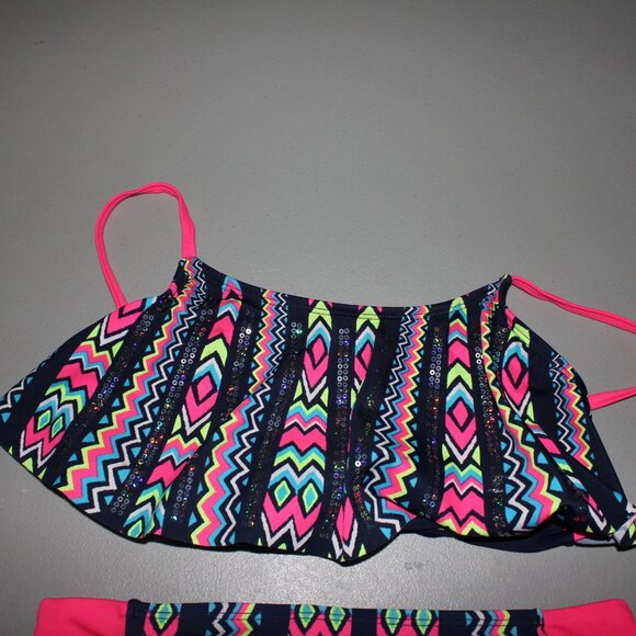 Multi Color 2 Pcs Justice Bikini Swimsuit Size 14 - Picture 2 of 11